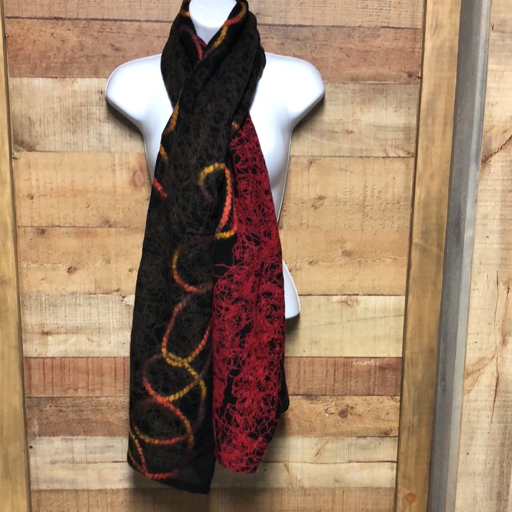 Eyeful Art to Wear Cultured merino wool embroidered scarf